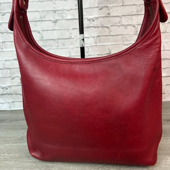 COACH Vintage Legacy Collection Hobo Shoulder Bag RedLeather - Picture 4 of 9
